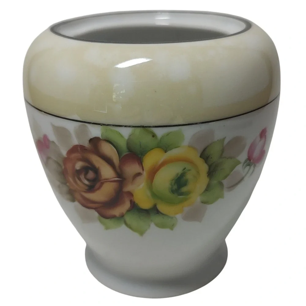 Antique Hand Painted Noritake Jar  Hand Painted Lusterware‎ Floral Roses No Lid